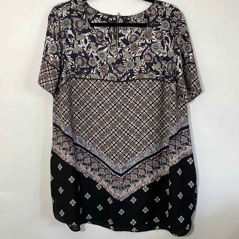 Daniel Rainn tunic blouse plus size 1X mixed print - Picture 2 of 9